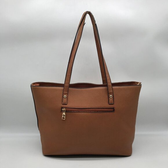 Elim & Paul White & Brown Colorblock Tote Bag - Picture 2 of 11